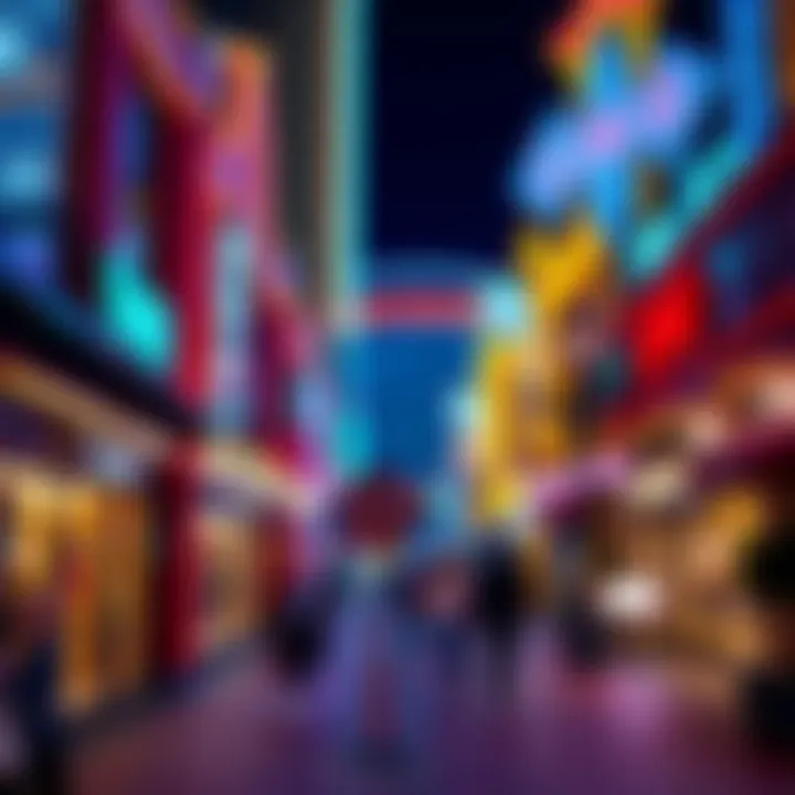 Shopping at the LINQ Promenade Colorful shopping storefronts along the promenade