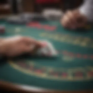 A close-up of a classic blackjack table in action