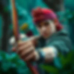 Illustration of Robin Hood character with bow and arrows