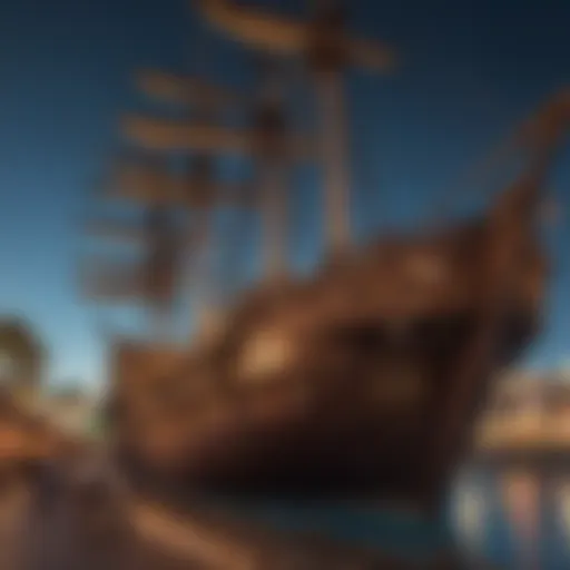 A stunning view of the pirate ship at the Las Vegas hotel, showcasing its intricate design.