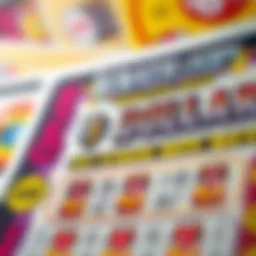 A close-up view of a one dollar scratch-off ticket with vibrant graphics and symbols.