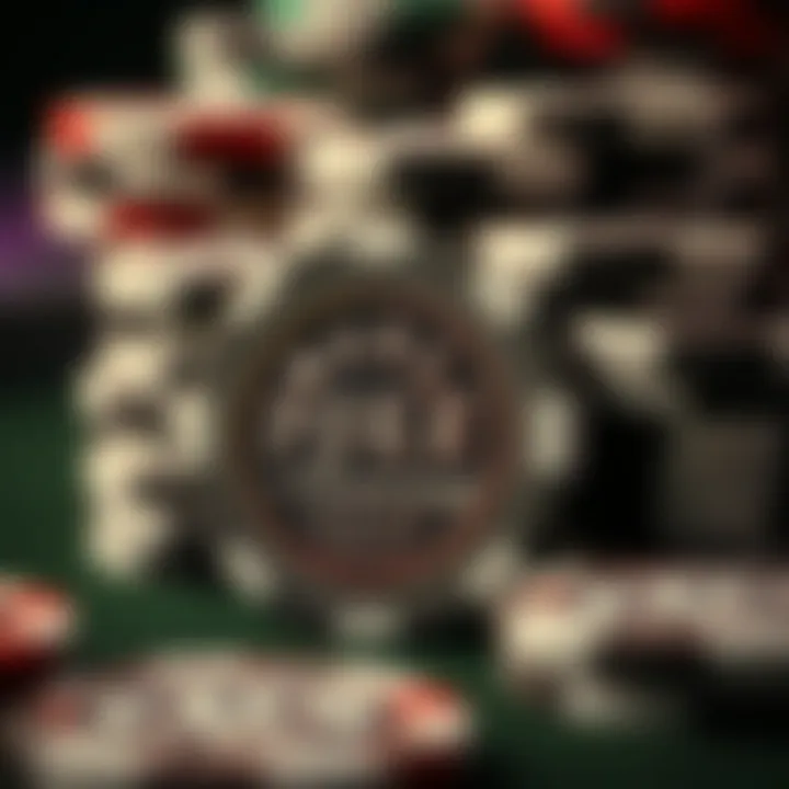 A close-up of the intricate designs on poker chips used in the World Series of Poker