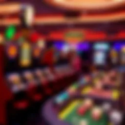 A vibrant display of various casino games