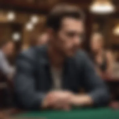 A contemplative player deep in thought at the poker table