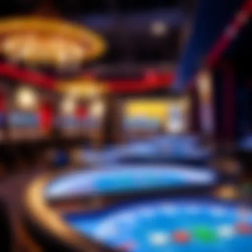 Interior view of Filotimo Casino showcasing gaming tables