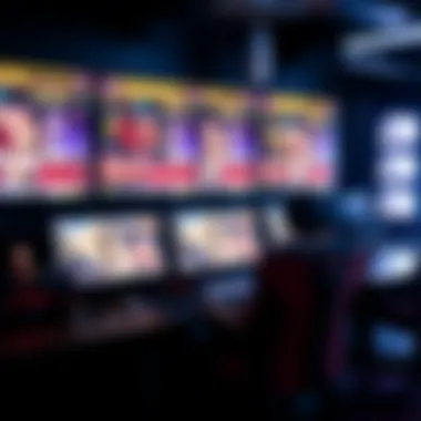 High-tech gaming setup with multiple monitors