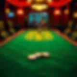 Luxurious green felt tablecloth on a poker table