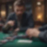 A strategic poker table with focused players