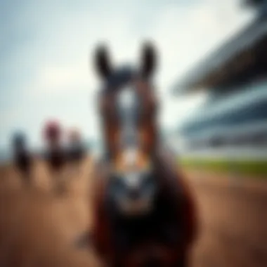 Close-up of a horse galloping on a racetrack