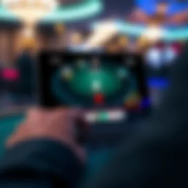A close-up of a digital device displaying a blackjack game