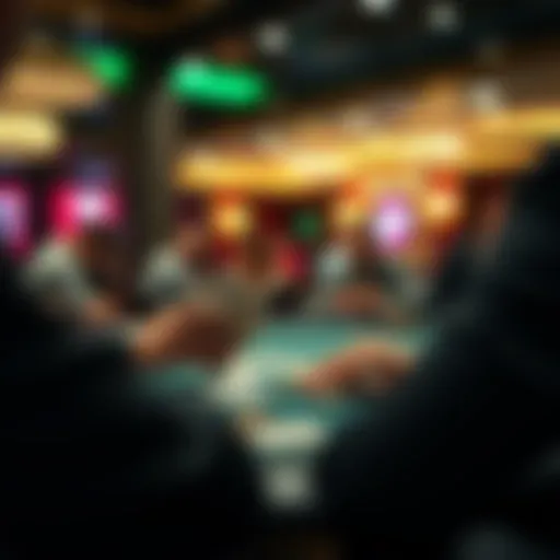 A player analyzing their cards at a poker table