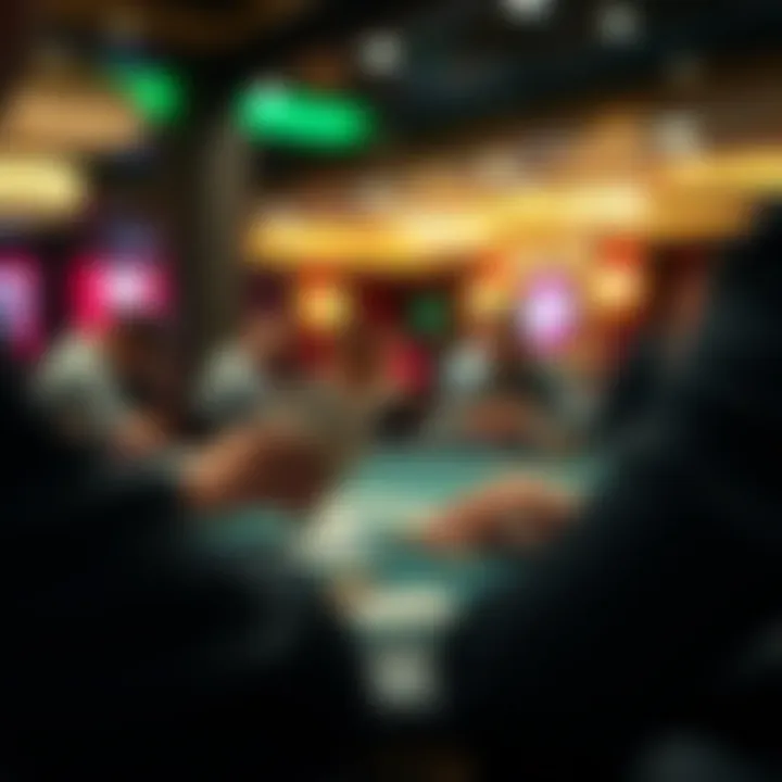 A player analyzing their cards at a poker table