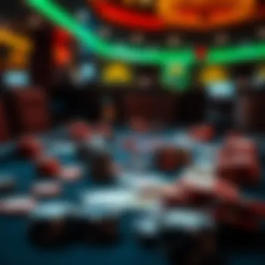 A strategic layout of poker chips and cards