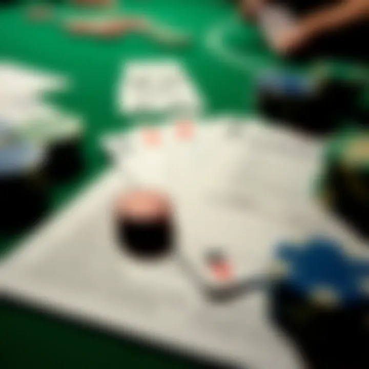 Close-up of Texas Hold'em game rules laid out