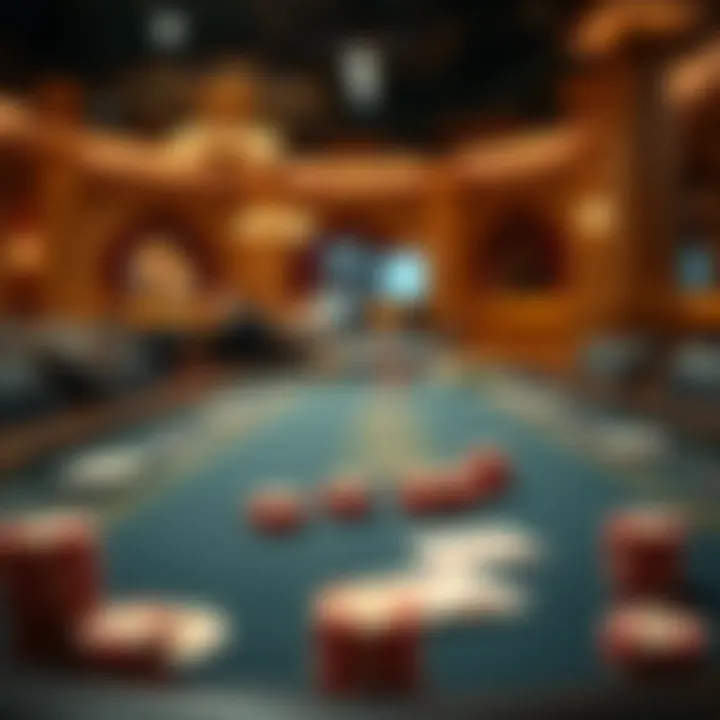 A stylish poker table setup with chips and cards