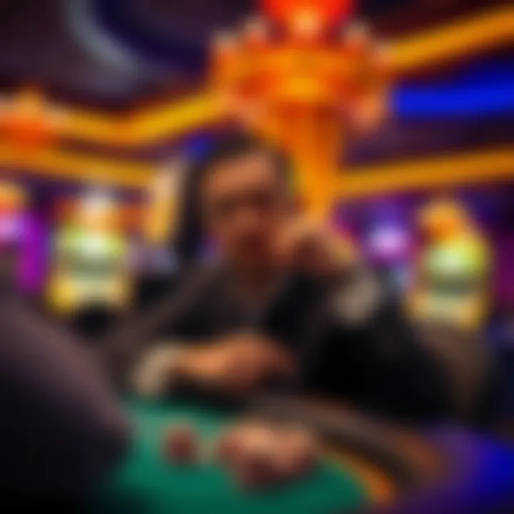 A strategic player contemplating their next move in a casino setting.