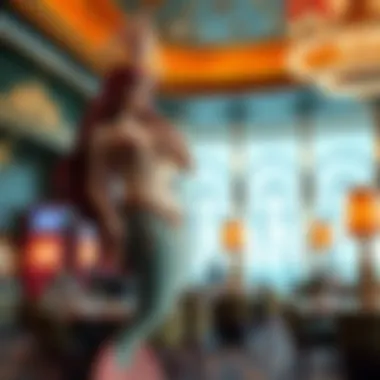 Artistic representation of mermaid mythology integrated into the casino's design