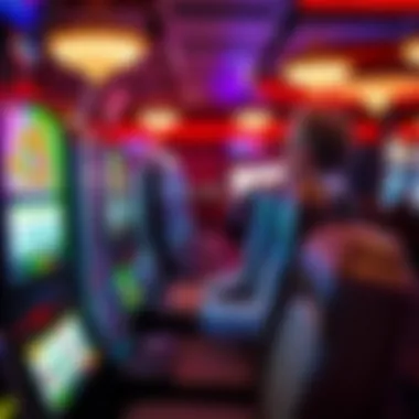 Casino player enjoying slot machines with comps in view