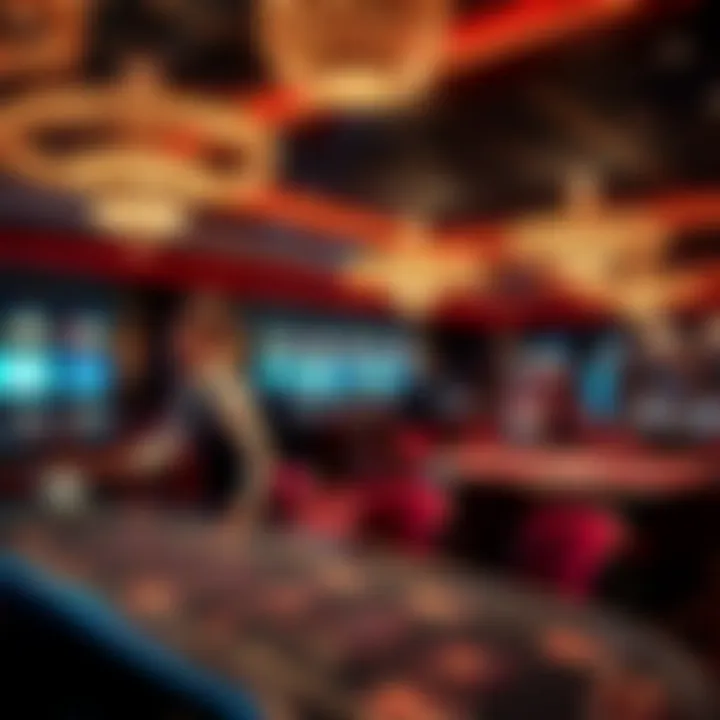 Luxurious casino interior with high-stakes gaming tables