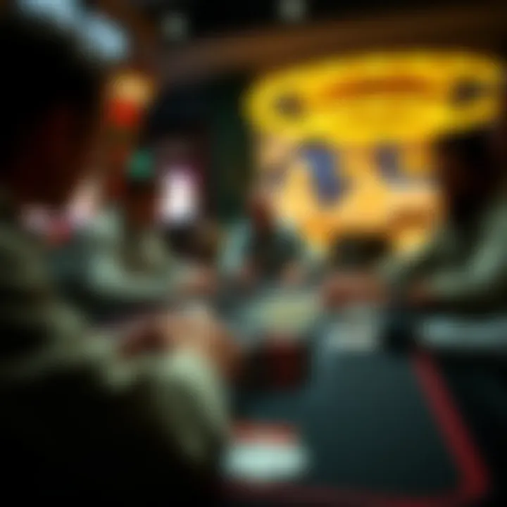 A strategic card game being played at a high-limit table