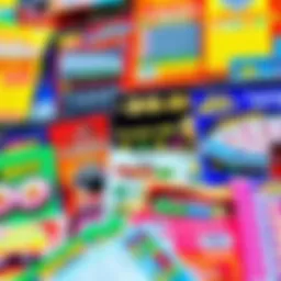 Various scratch-off lottery tickets displayed in a vibrant array
