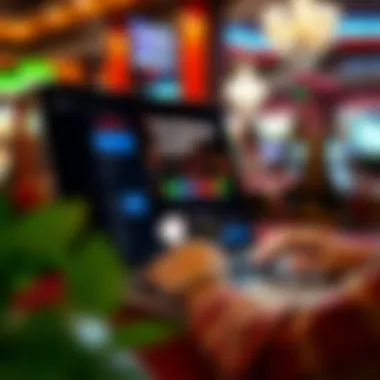 User navigating an online casino website on a laptop