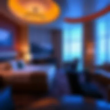 Spacious layout of a Rampart Casino suite highlighting modern amenities