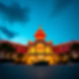 Stunning architectural view of Scarlet Pearl Casino at dusk