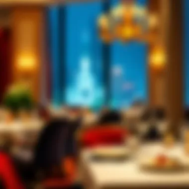 Elegant dining setting with gourmet dishes and fine wine