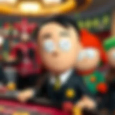 Character avatars inspired by South Park in the casino game