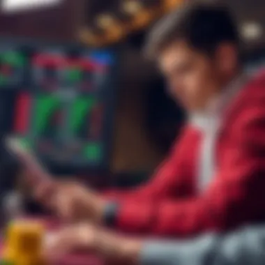 Focused individual studying sports statistics and data