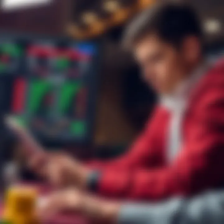 Focused individual studying sports statistics and data