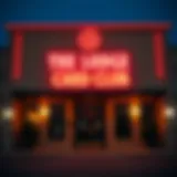 Exterior view of The Lodge Card Club showcasing its welcoming entrance