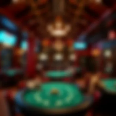 Inside The Lodge Card Club Interior of The Lodge Card Club featuring poker tables and vibrant atmosphere