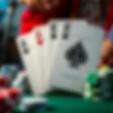 Detailed illustration of the top playing cards in a poker deck.