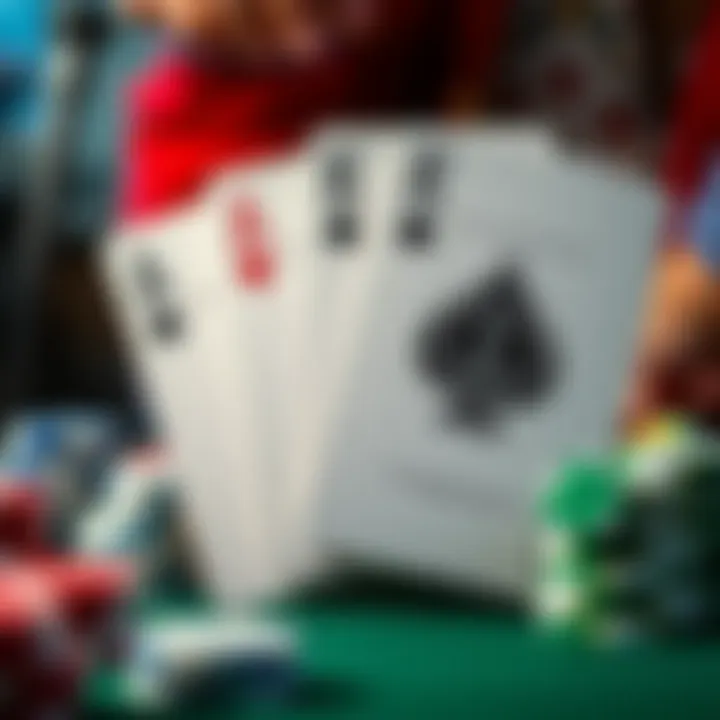 Detailed illustration of the top playing cards in a poker deck.