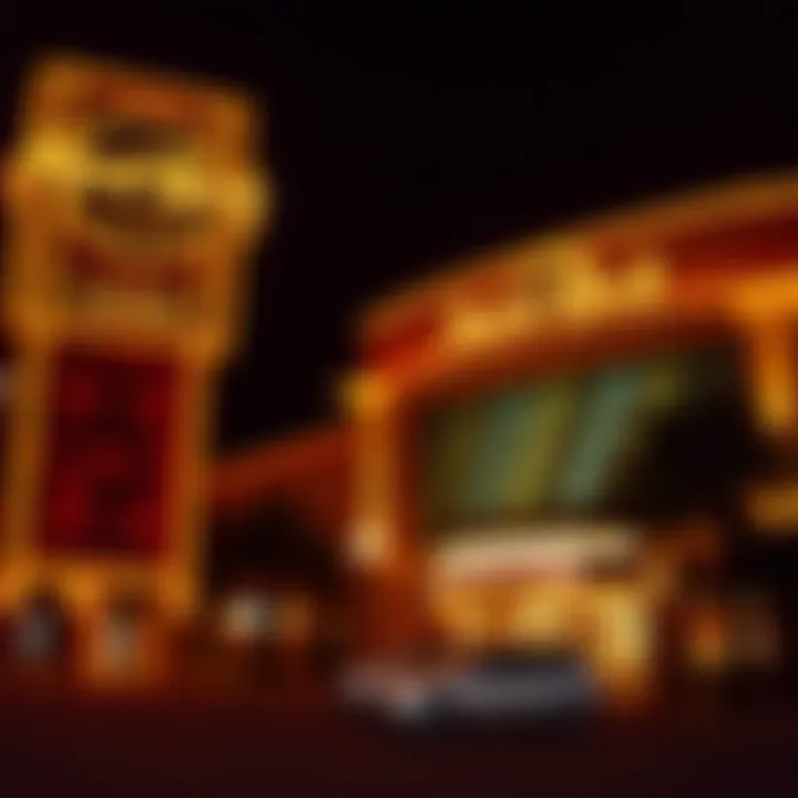 Exterior view of a Hard Rock Casino illuminated at night
