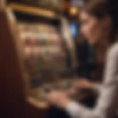 Close-up of a player engaging with a penny slot, illustrating excitement