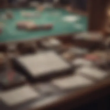 A Bookie's Desk and Betting Landscape A bookie's desk with betting slips and odds displayed