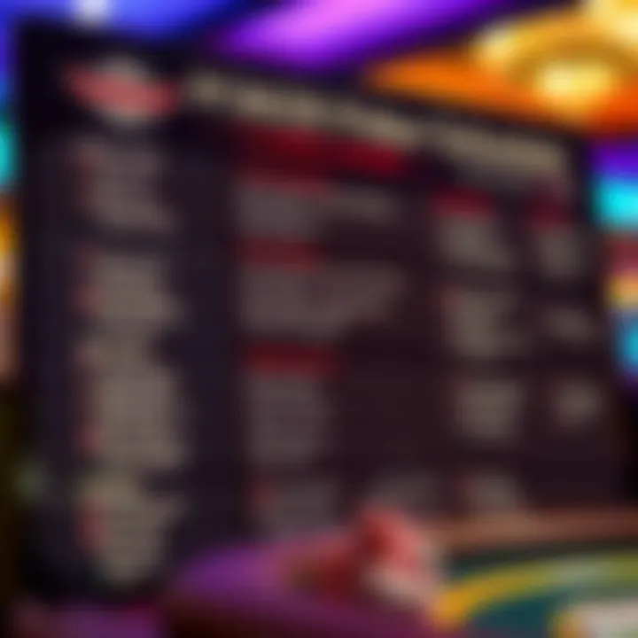 Detailed schedule of poker events displayed prominently