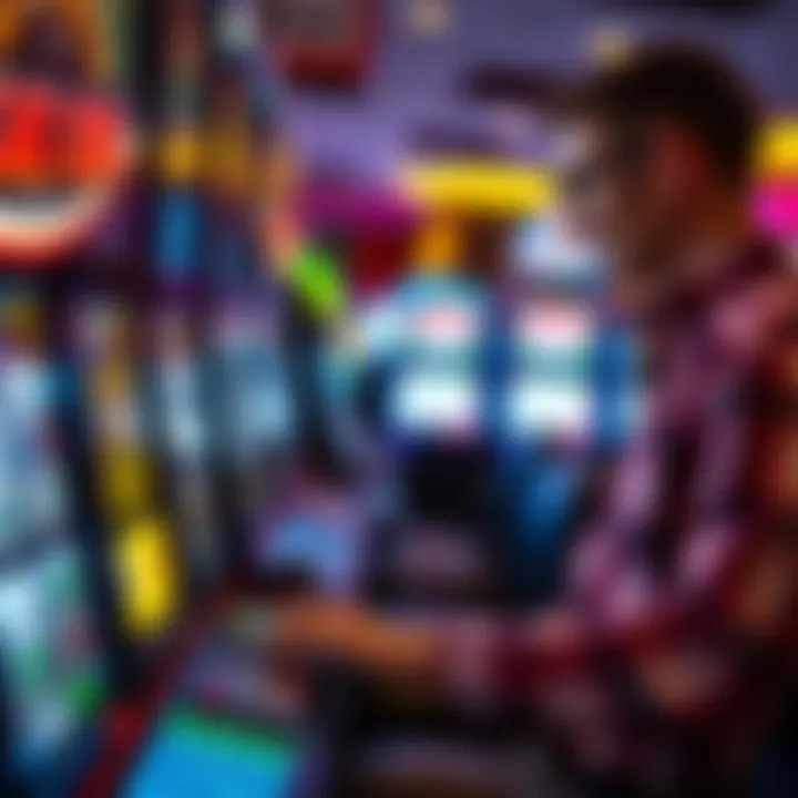 Close-up of a player interacting with a modern slot machine