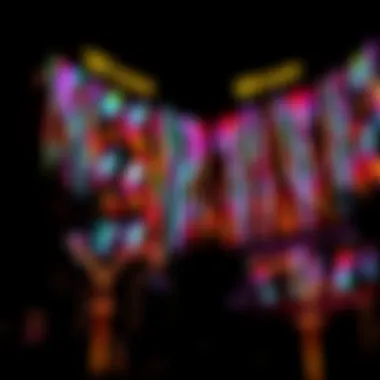 A mesmerizing display of colorful lights illuminating the Wynn Las Vegas facade