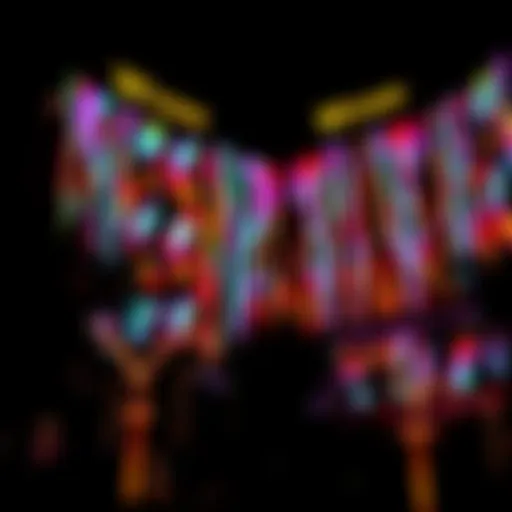 A mesmerizing display of colorful lights illuminating the Wynn Las Vegas facade